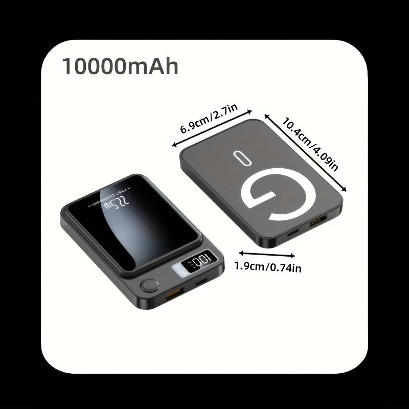 1pc KOILAGER 10000mAh Banque d'alimentation portable avec charge sans fil magnétique ultra-mince, charge super rapide 22,5 W, charge rapide bidirectionnelle PD20W, alimentation sans fil 15W, écran LED, double alimentation USB/Type-C pour iPhone 16/15pro/