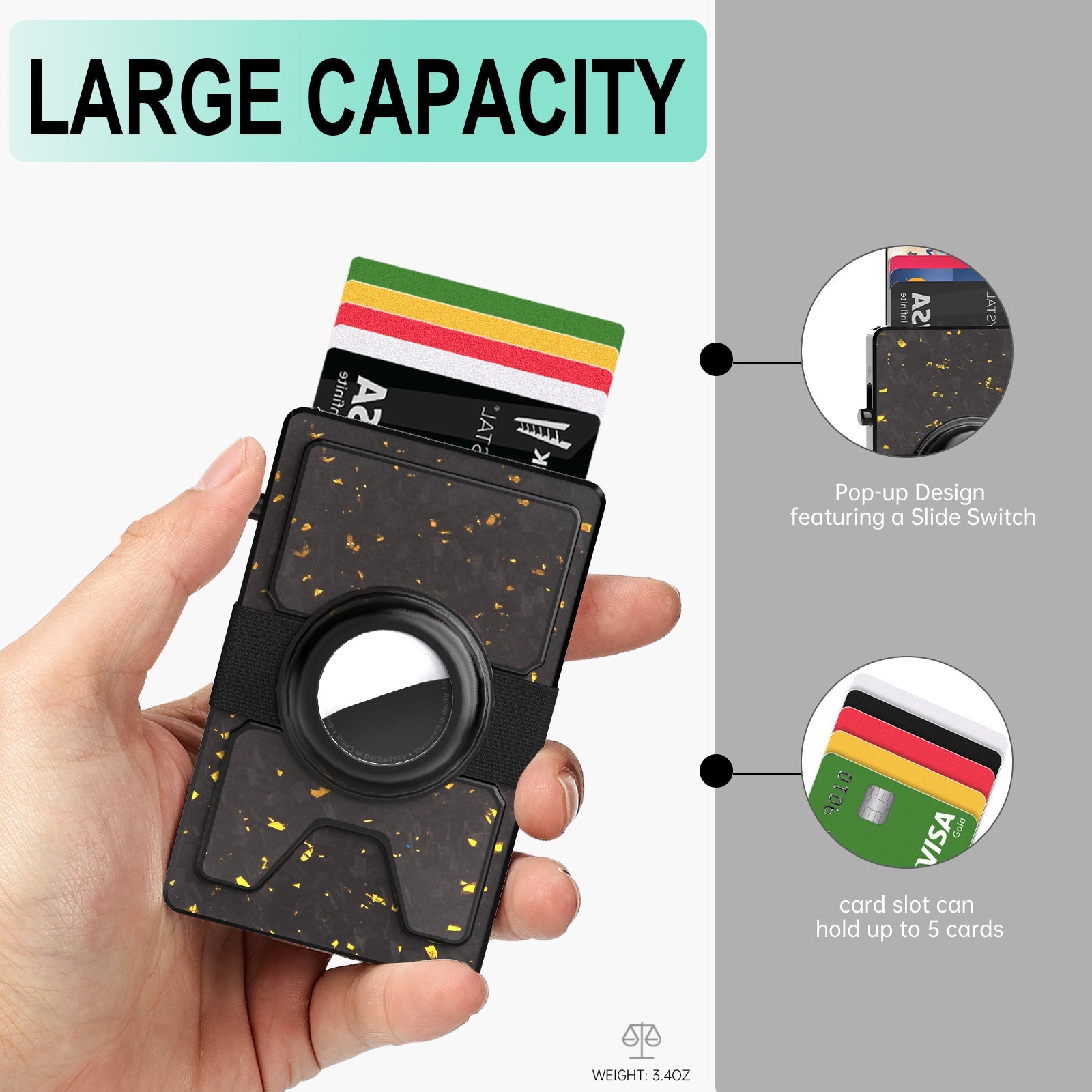 TOYFID Meilleur portefeuille pop-up RFID pour hommes en fibre de carbone forgée minimaliste Amazon pour protéger les cartes de crédit