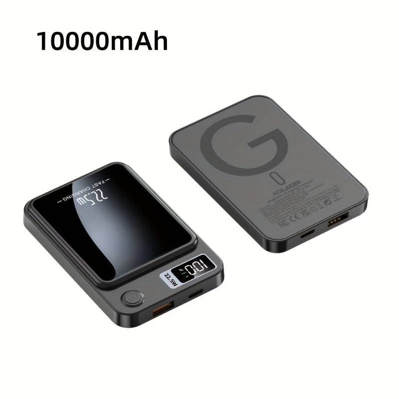 1pc KOILAGER 10000mAh Banque d'alimentation portable avec charge sans fil magnétique ultra-mince, charge super rapide 22,5 W, charge rapide bidirectionnelle PD20W, alimentation sans fil 15W, écran LED, double alimentation USB/Type-C pour iPhone 16/15pro/