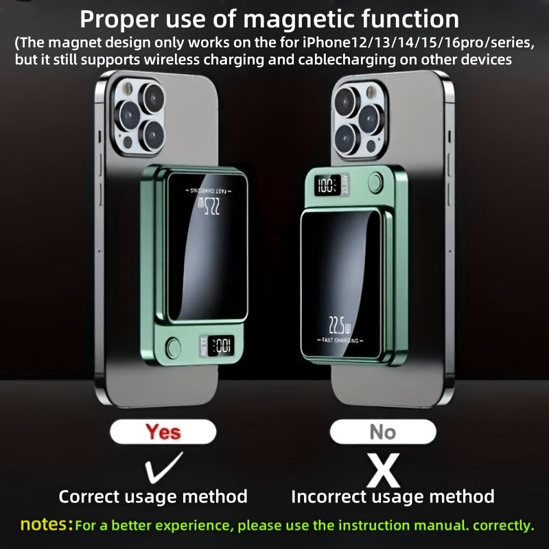 1pc KOILAGER 10000mAh Banque d'alimentation portable avec charge sans fil magnétique ultra-mince, charge super rapide 22,5 W, charge rapide bidirectionnelle PD20W, alimentation sans fil 15W, écran LED, double alimentation USB/Type-C pour iPhone 16/15pro/