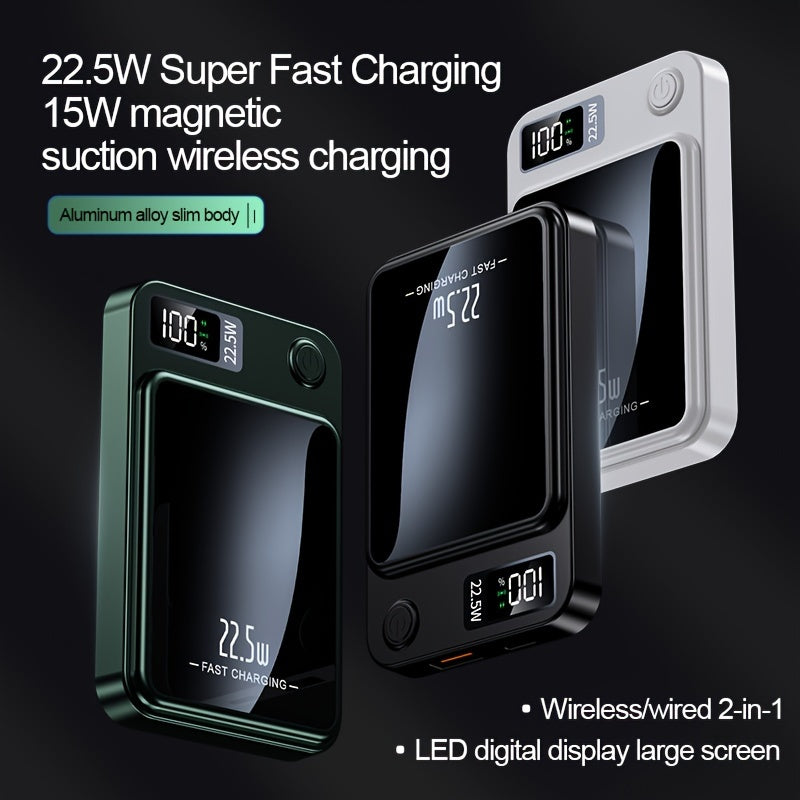 1pc KOILAGER 10000mAh Banque d'alimentation portable avec charge sans fil magnétique ultra-mince, charge super rapide 22,5 W, charge rapide bidirectionnelle PD20W, alimentation sans fil 15W, écran LED, double alimentation USB/Type-C pour iPhone 16/15pro/