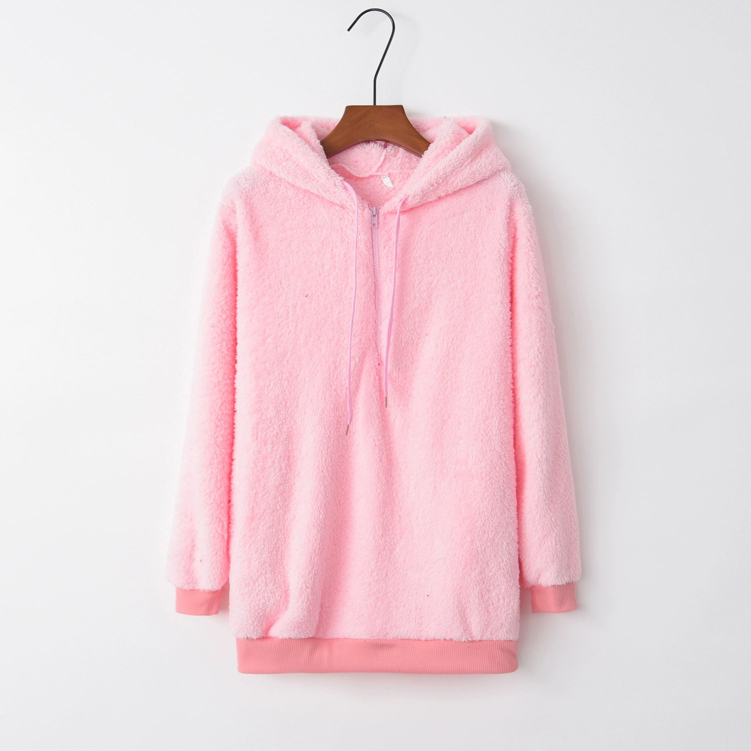 Tendance de la mode à manches longues à capuche couleur unie, manteau pull pour femme