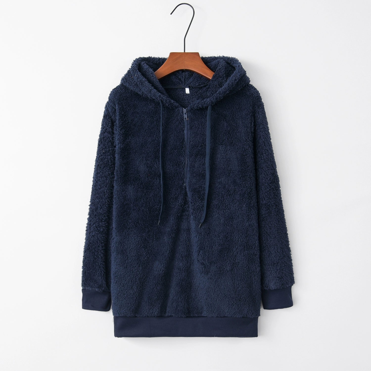Tendance de la mode à manches longues à capuche couleur unie, manteau pull pour femme