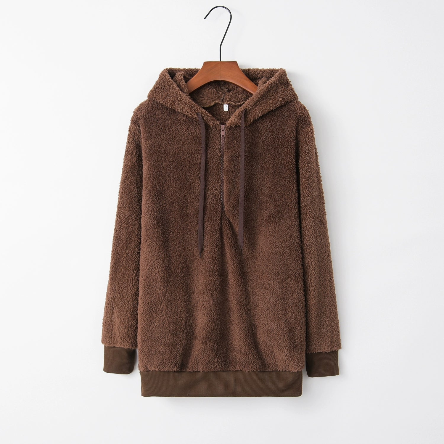 Tendance de la mode à manches longues à capuche couleur unie, manteau pull pour femme