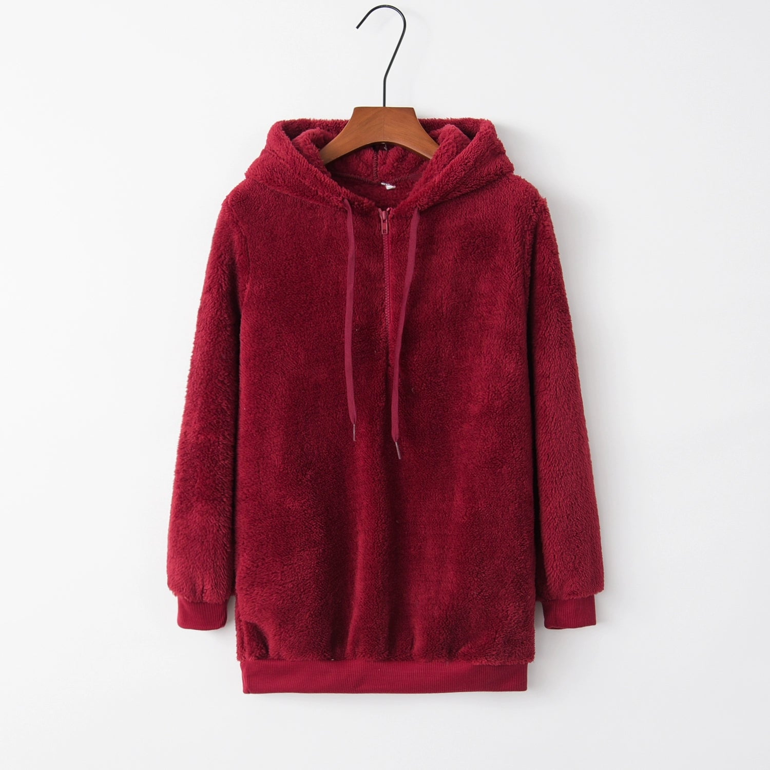 Tendance de la mode à manches longues à capuche couleur unie, manteau pull pour femme