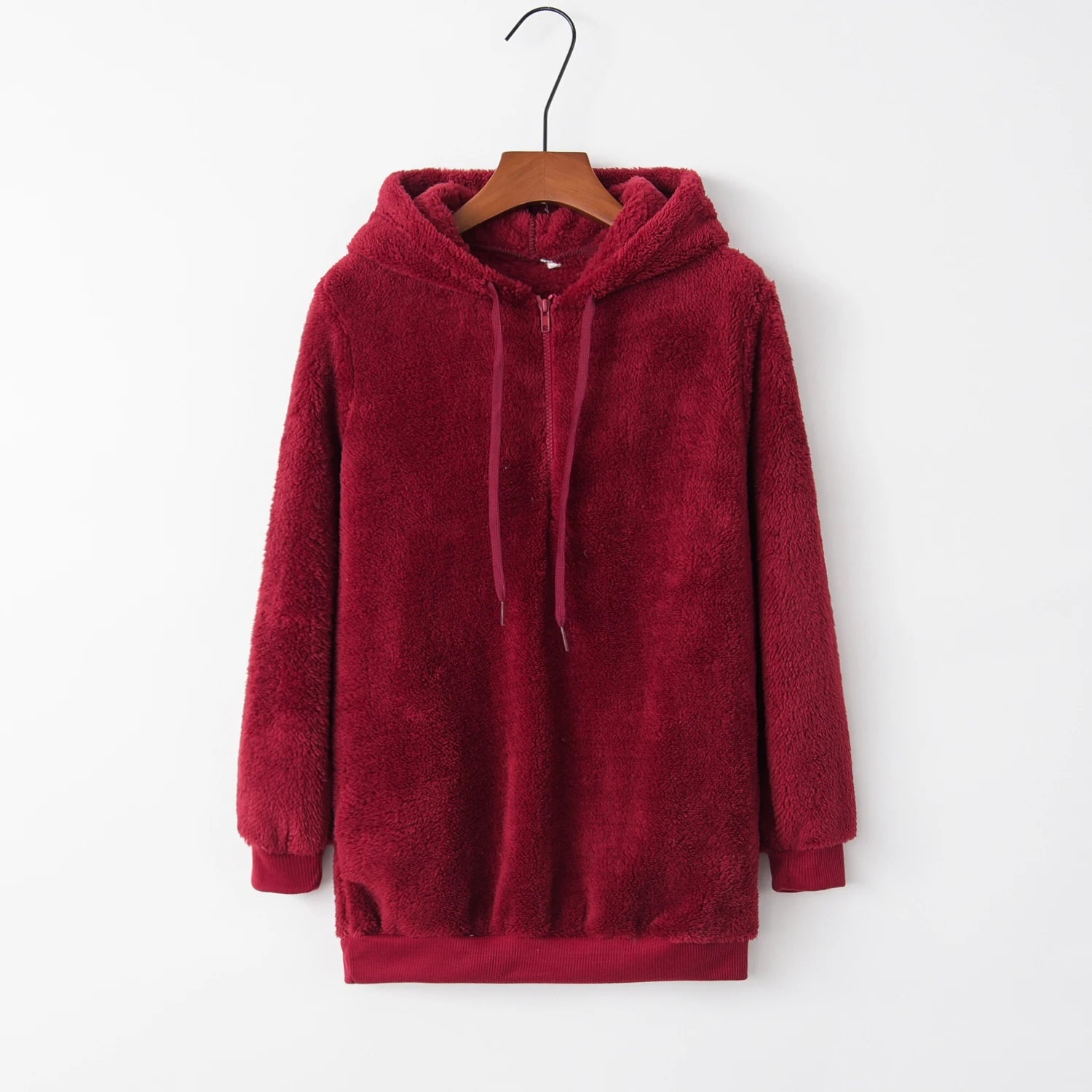 Tendance de la mode à manches longues à capuche couleur unie, manteau pull pour femme