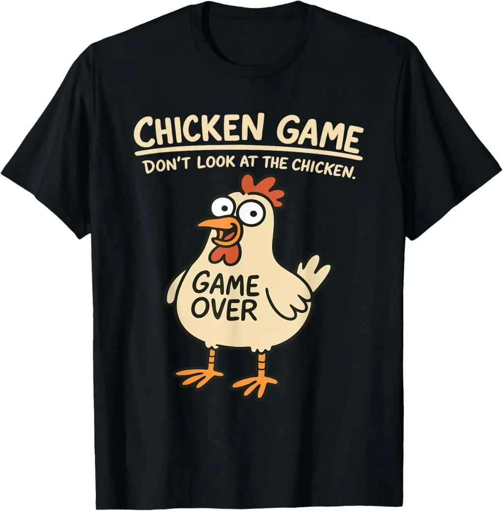 Jeu de poulet Ne regardez pas le poulet T-shirt de poulet drôle T-shirt graphique imprimé personnalisé Vêtements pour hommes Ropa Hombre