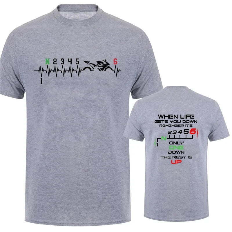 1N23456 Moto Gear Biker Heartbeat Print Hommes T-shirts T-shirt d’été pour hommes Vêtements T-shirt pour hommes surdimensionné T-shirt graphique