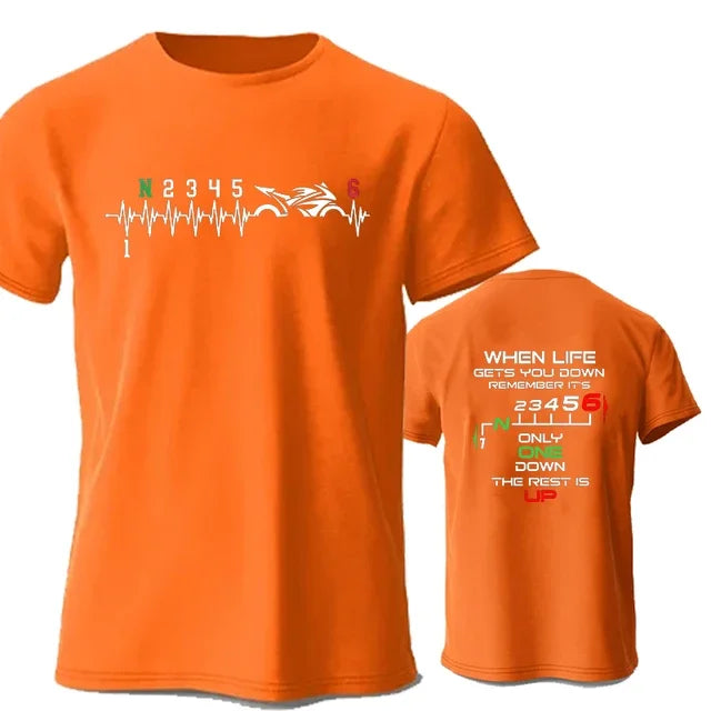 1N23456 Moto Gear Biker Heartbeat Print Hommes T-shirts T-shirt d’été pour hommes Vêtements T-shirt pour hommes surdimensionné T-shirt graphique