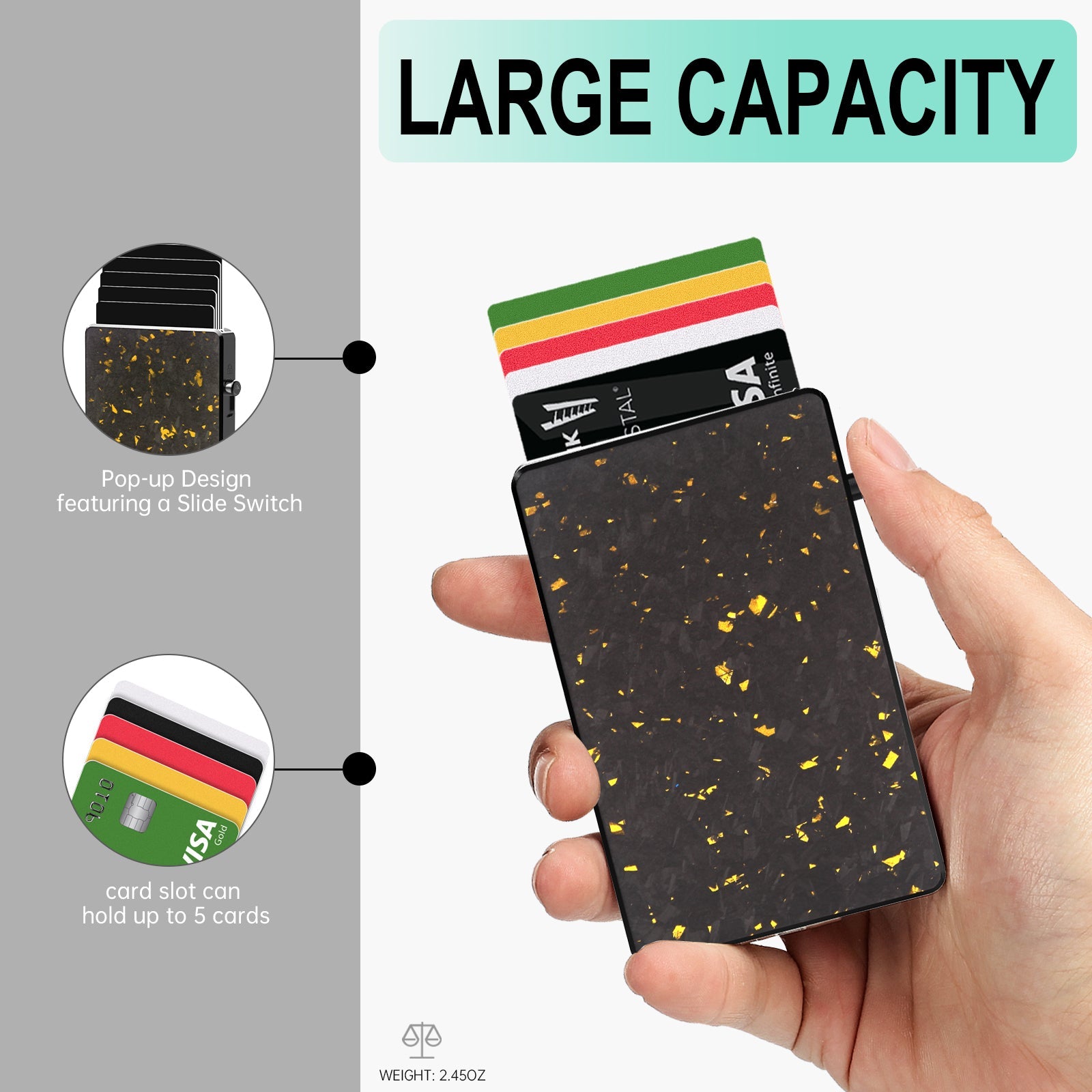 TOYFID Meilleur portefeuille pop-up RFID pour hommes en fibre de carbone forgée minimaliste Amazon pour protéger les cartes de crédit