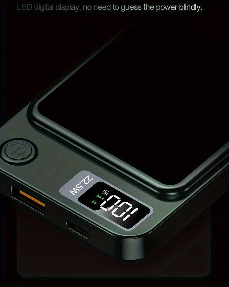 1pc KOILAGER 10000mAh Banque d'alimentation portable avec charge sans fil magnétique ultra-mince, charge super rapide 22,5 W, charge rapide bidirectionnelle PD20W, alimentation sans fil 15W, écran LED, double alimentation USB/Type-C pour iPhone 16/15pro/