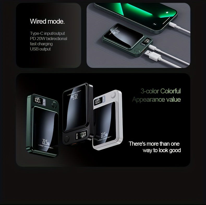 1pc KOILAGER 10000mAh Banque d'alimentation portable avec charge sans fil magnétique ultra-mince, charge super rapide 22,5 W, charge rapide bidirectionnelle PD20W, alimentation sans fil 15W, écran LED, double alimentation USB/Type-C pour iPhone 16/15pro/